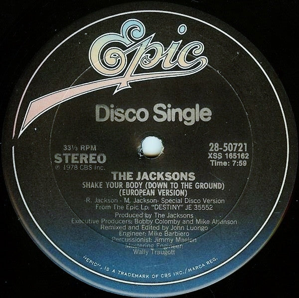 The Jacksons - Shake Your Body (Down To The Ground) (European Version) - 12"