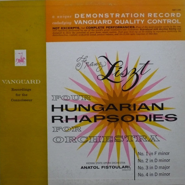 Franz Liszt - Four Hungarian Rhapsodies For Orchestra - LP