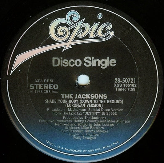 The Jacksons - Shake Your Body (Down To The Ground) (European Version) - 12"