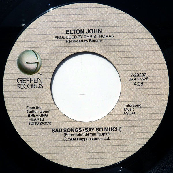 Elton John - Sad Songs (Say So Much) - 7"