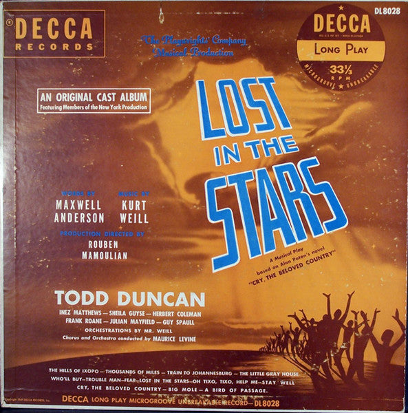 Kurt Weill - Lost In The Stars (Original Cast) - LP
