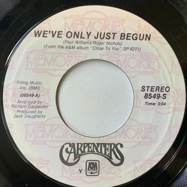 Carpenters - We've Only Just Begun / For All We Know - 7"