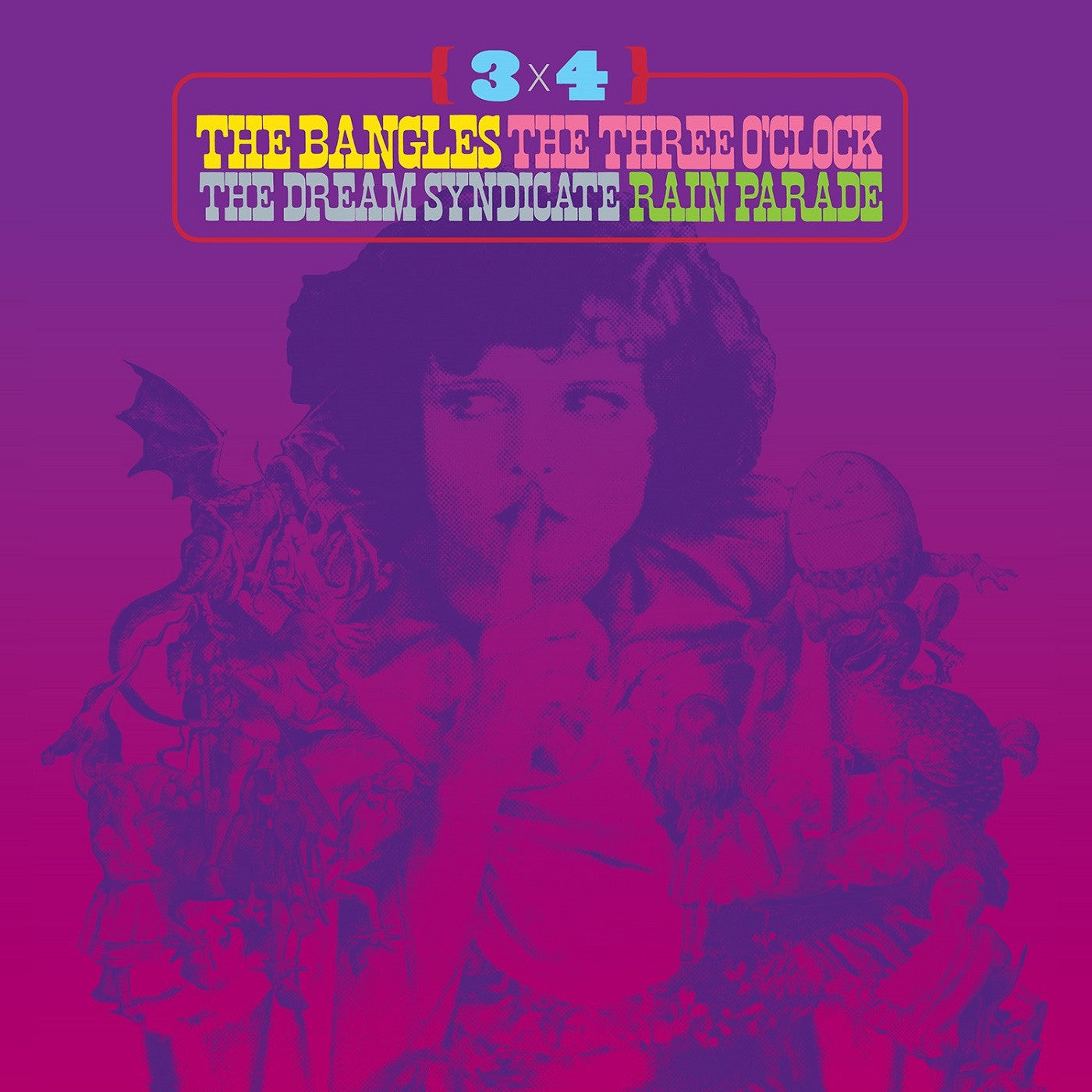 Various Artists - 3 x 4: The Bangles, The Three O'Clock, The Dream Syndicate, Rain Parade (PSYCHEDELIC SWIRL VINYL) - LP - New